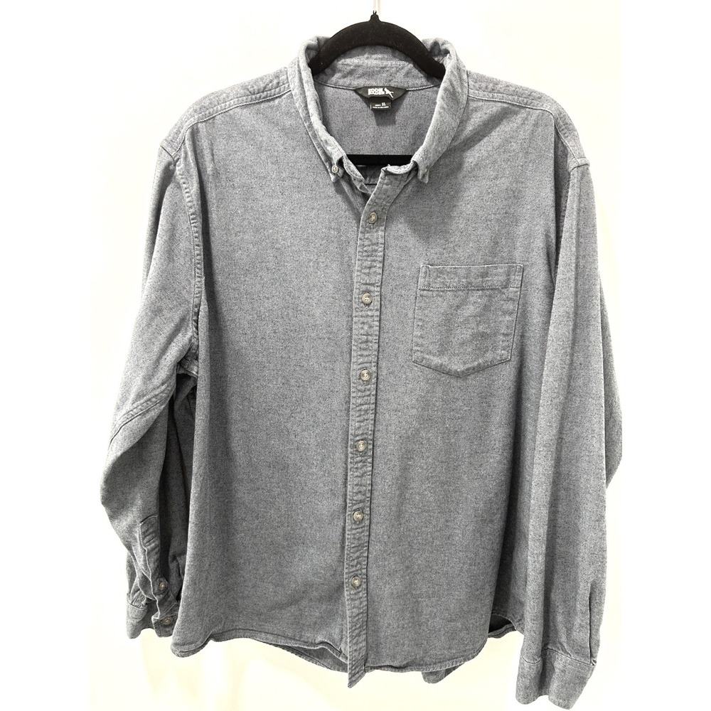Eddie Bauer Mens Blue Cotton Twill Long Sleeve Button Down Shirt XL